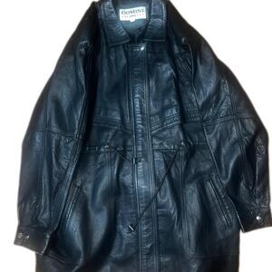 Domini Pelle Italian Women's Black Genuine Leather  Jacket Size Large